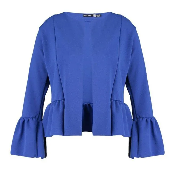 BOOHOO - Plus Kate Ruffle Hem Collarless Jacket - Picture 2 of 2